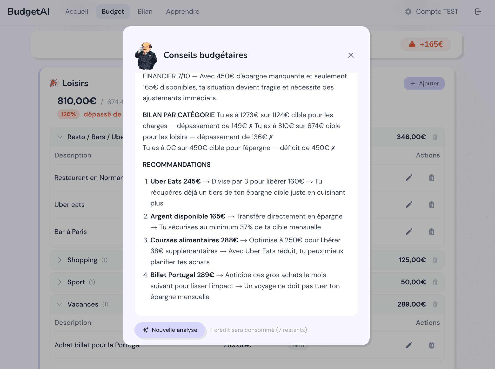 BudgetAI — conseiller IA